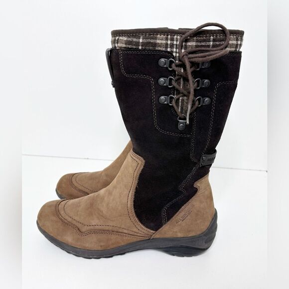 Allrounder by Mephisto Waterproof Hiking Boots Tall Leather Plaid Size 8 - Picture 3 of 12